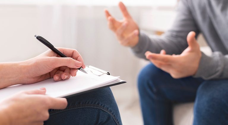 Person in a gambling treatment session
