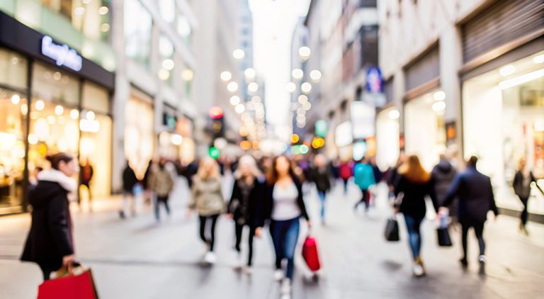 People shopping on a busy street