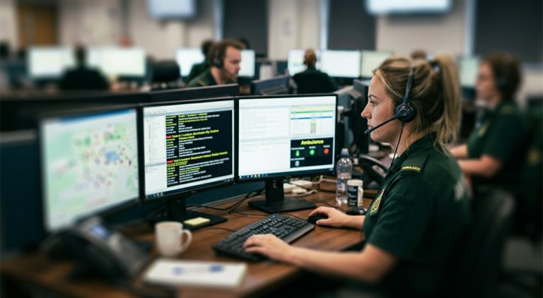 Ambulance call handlers in a call centre