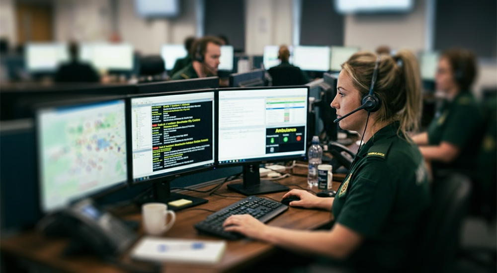 Ambulance call handlers in a call centre