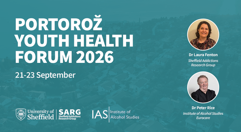 Graphic reads Portoroz Youth Health Forum 2026, 21-23 September. It also shows photos of Dr Laura Fenton and Dr Peter Rice, along with the SARG and IAS logos.